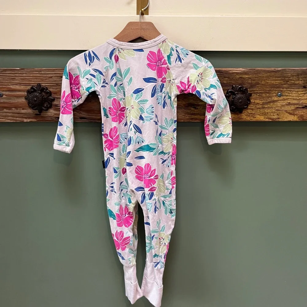 Bonds‎ Wondersuit Baby 12-18 Months Floral Long Sleeve Two-Way Zip Romper Size 1